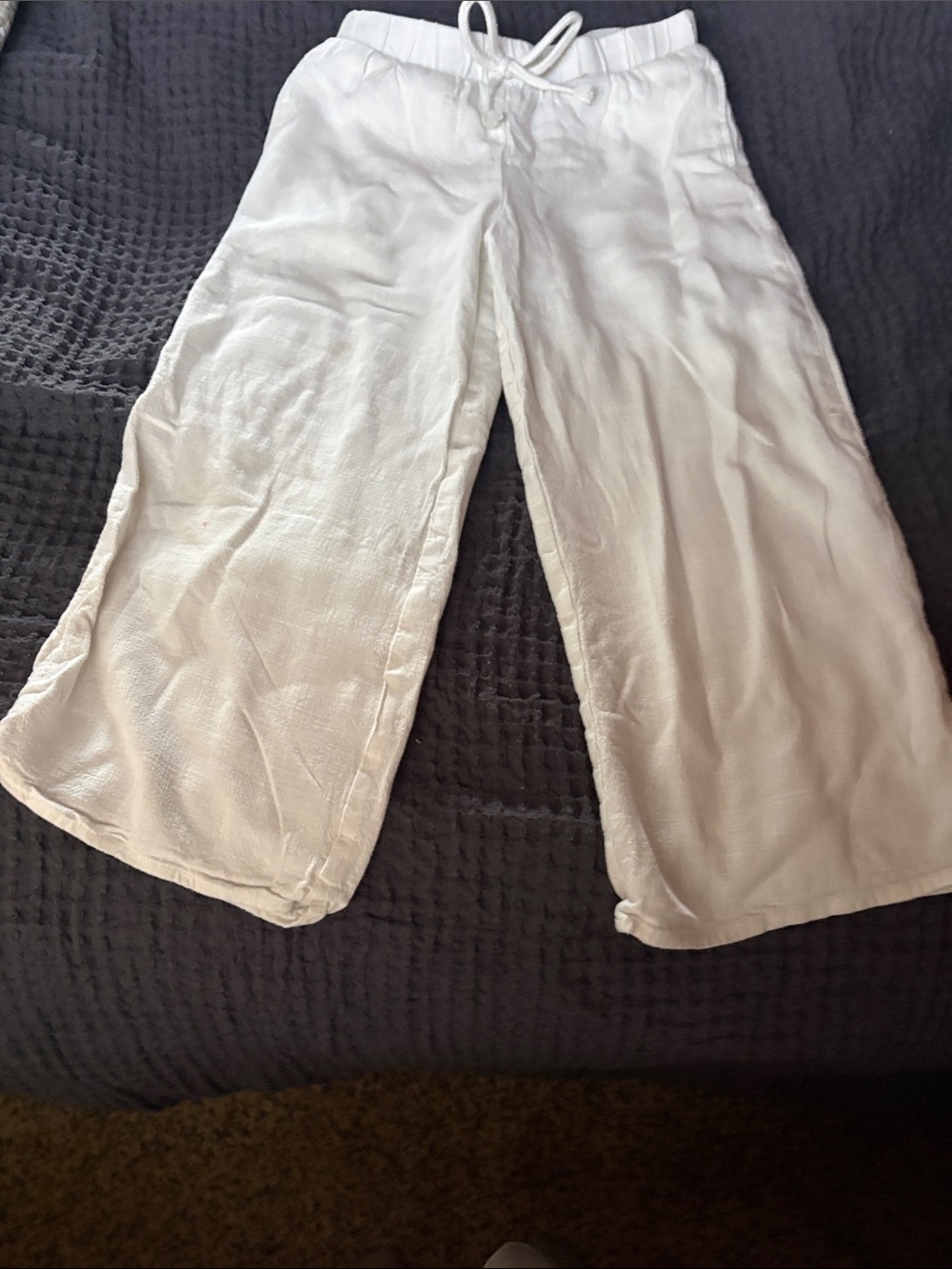 art class White Wide-Leg Drawstring Kids Pants